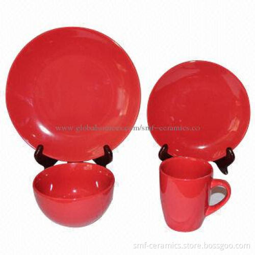 16-piece Stoneware Dinner Set with Reasonable Price, Various Glaze Available